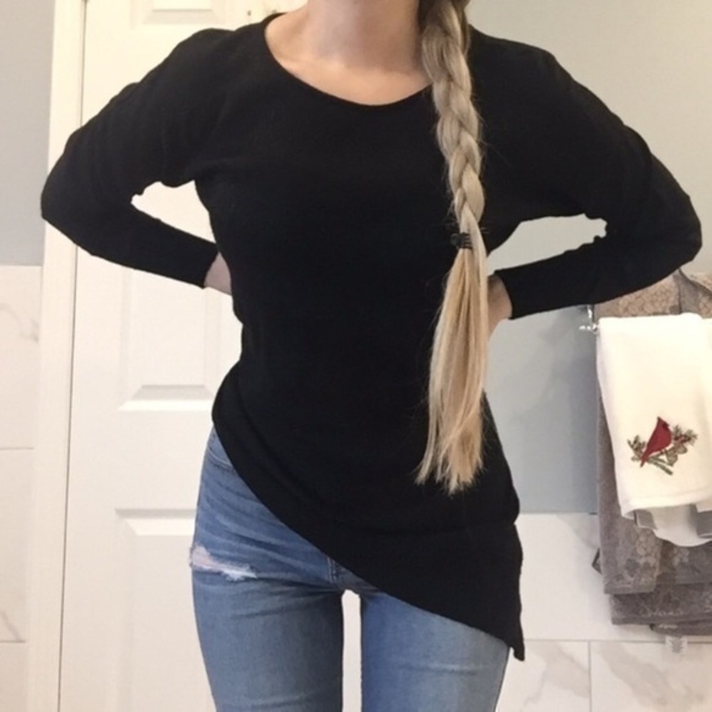 Armani Jeans | Wool Blend Black Asymmetrical Sweater